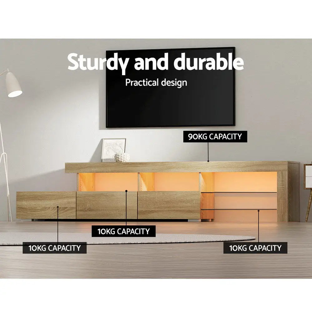 Artiss Entertainment Unit TV LED 215cm Pine Caya - Furniture > Living Room