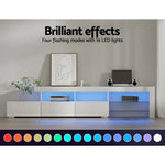 Artiss Entertainment Unit TV LED 215cm White Caya - Furniture > Living Room