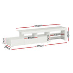 Artiss Entertainment Unit TV LED 215cm White Caya - Furniture > Living Room