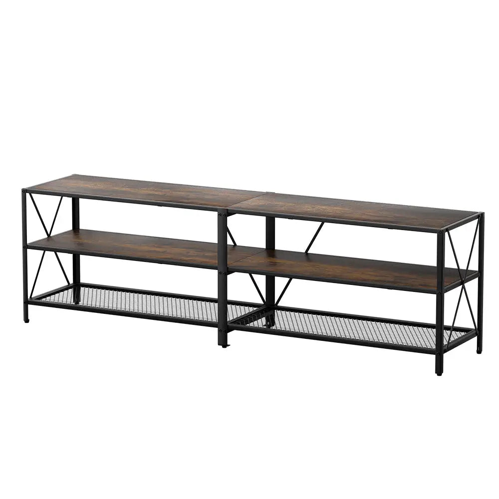Artiss Entertainment Unit TV Stand 3-tier Display Shelves Vintage Rustic Walnut - Furniture > Living Room