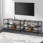 Artiss Entertainment Unit TV Stand 3-tier Display Shelves Vintage Rustic Walnut - Furniture > Living Room