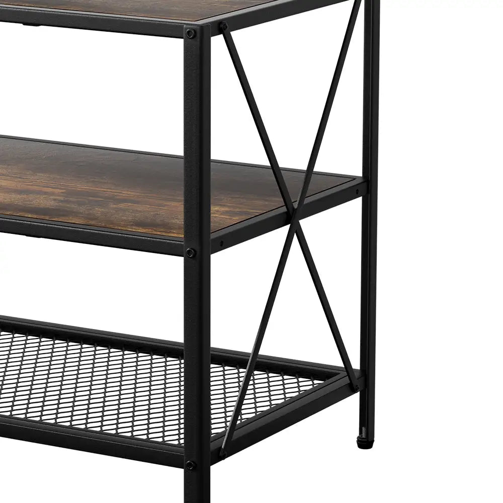 Artiss Entertainment Unit TV Stand 3-tier Display Shelves Vintage Rustic Walnut - Furniture > Living Room