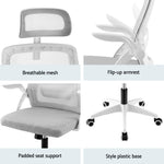 Artiss Ergonomic Office Chair Computer Desk Chairs Headrest Adjustable Grey - Furniture > Office > Office & Desk Chairs