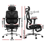 Artiss Ergonomic Office Chair Footrest Black - Furniture > Office > Office & Desk Chairs