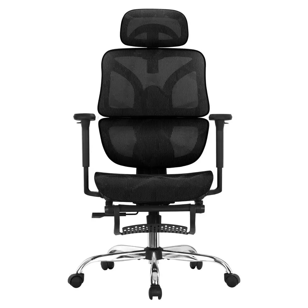 Artiss Ergonomic Office Chair Footrest Black - Furniture > Office > Office & Desk Chairs