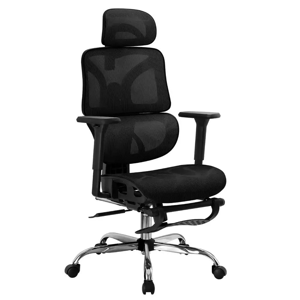 Artiss Ergonomic Office Chair Footrest Black - Furniture > Office > Office & Desk Chairs
