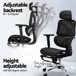 Artiss Ergonomic Office Chair Footrest Black - Furniture > Office > Office & Desk Chairs