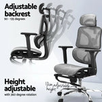 Artiss Ergonomic Office Chair Footrest Grey - Furniture > Office > Office & Desk Chairs