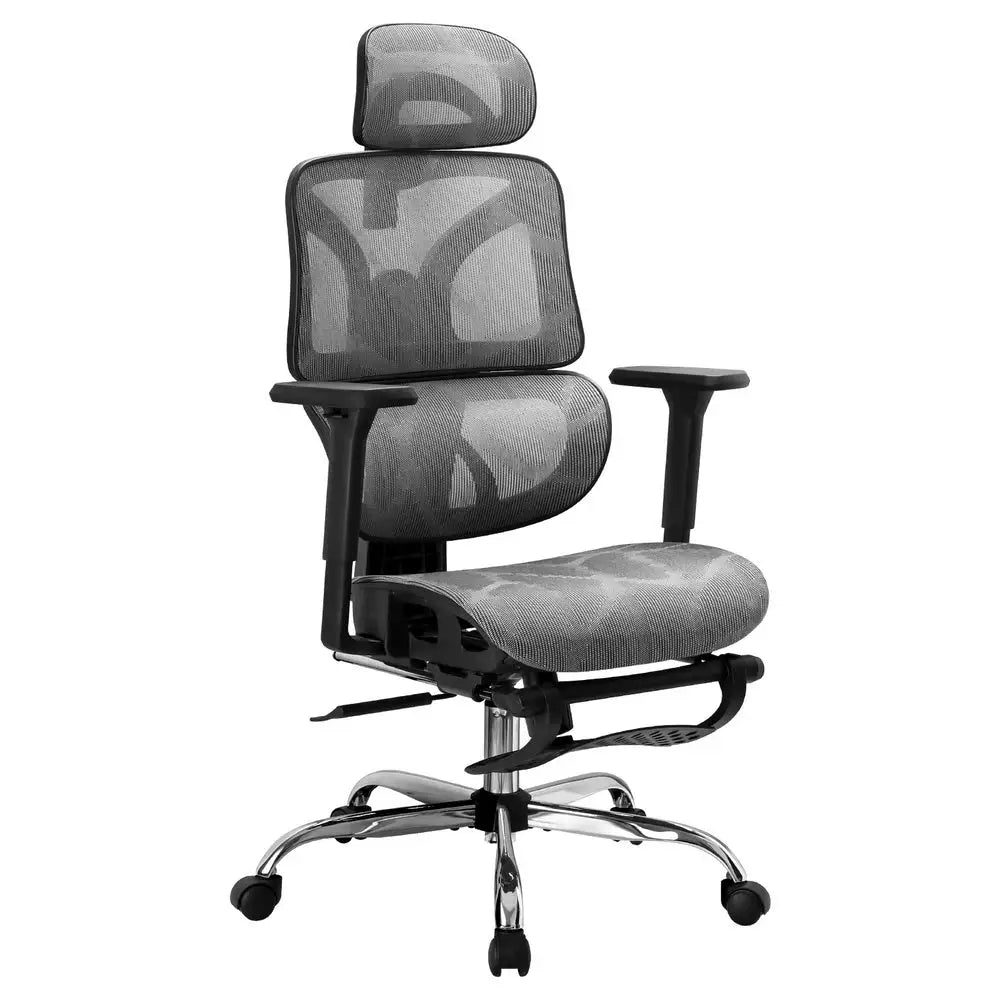 Artiss Ergonomic Office Chair Footrest Grey - Furniture > Office > Office & Desk Chairs