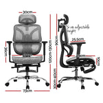 Artiss Ergonomic Office Chair Footrest Grey - Furniture > Office > Office & Desk Chairs