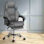 Artiss Executive Office Chair Fabric Footrest Grey - Furniture > Bar Stools & Chairs