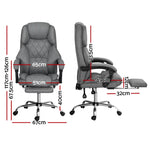 Artiss Executive Office Chair Fabric Footrest Grey - Furniture > Bar Stools & Chairs