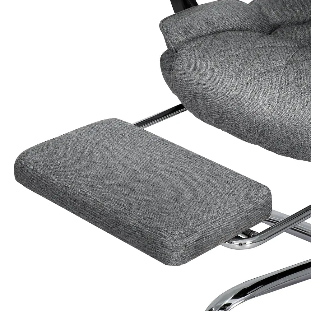Artiss Executive Office Chair Fabric Footrest Grey - Furniture > Bar Stools & Chairs