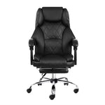 Artiss Executive Office Chair Leather Footrest Black - Furniture > Office