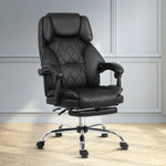 Artiss Executive Office Chair Leather Footrest Black - Furniture > Office