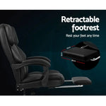 Artiss Executive Office Chair Leather Footrest Black - Furniture > Office