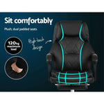 Artiss Executive Office Chair Leather Footrest Black - Furniture > Office