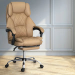 Artiss Executive Office Chair Leather Footrest Espresso - Furniture > Office > Office & Desk Chairs