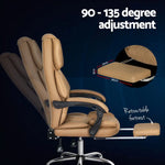 Artiss Executive Office Chair Leather Footrest Espresso - Furniture > Office > Office & Desk Chairs