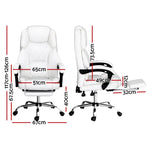 Artiss Executive Office Chair Leather Footrest White - Furniture > Bar Stools & Chairs