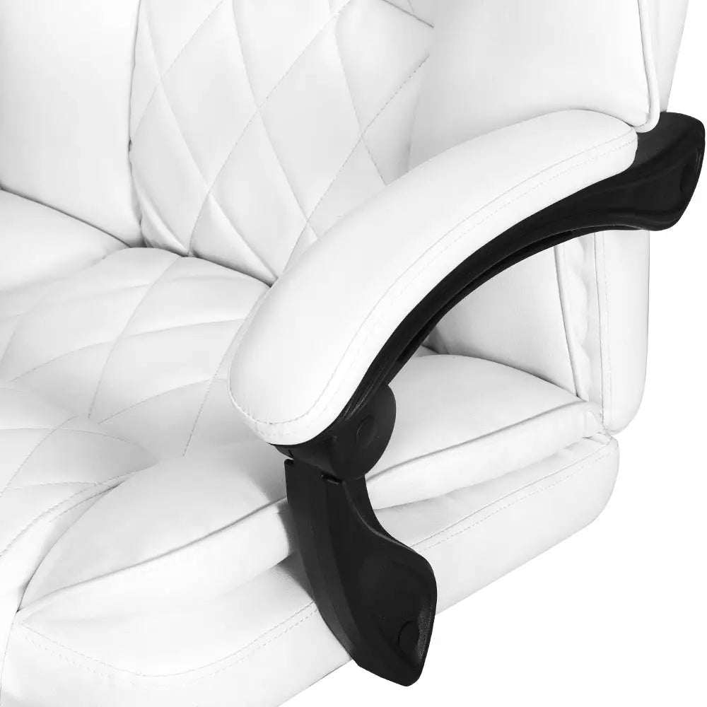 Artiss Executive Office Chair Leather Footrest White - Furniture > Bar Stools & Chairs