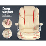 Artiss Executive Office Chair Leather Tilt Beige - Furniture > Office