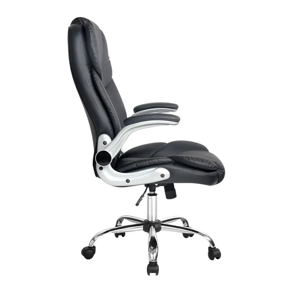 Artiss Executive Office Chair Leather Tilt Black - Furniture > Office