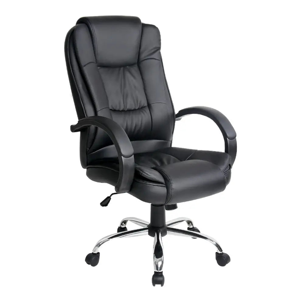Artiss Executive Office Chair Leather Tilt Black - Furniture > Office