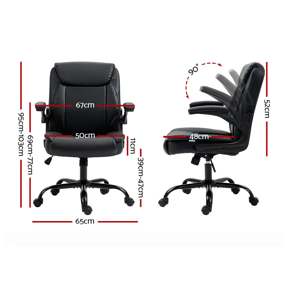 Artiss Executive Office Chair Mid Back Black - Furniture > Office
