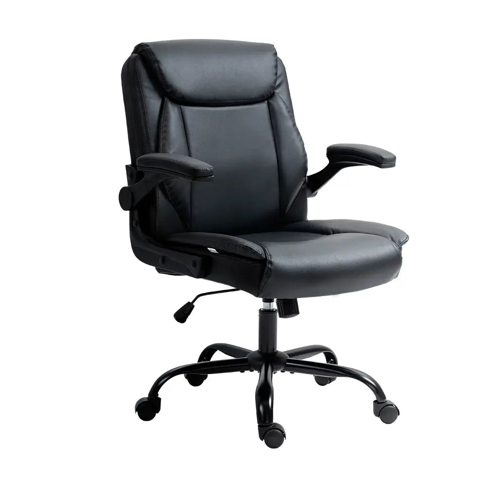 Artiss Executive Office Chair Mid Back Black - Furniture > Office