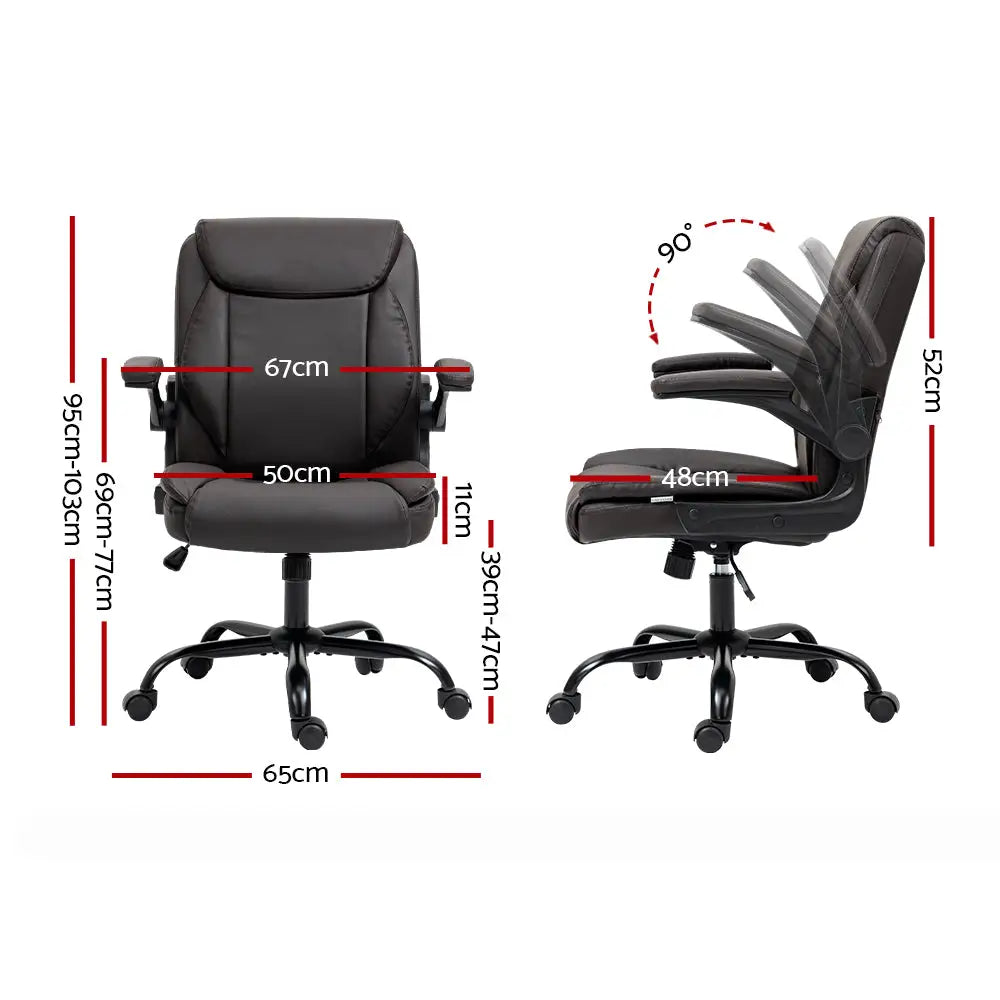 Artiss Executive Office Chair Mid Back Brown - Furniture > Office