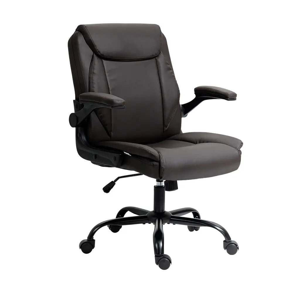 Artiss Executive Office Chair Mid Back Brown - Furniture > Office
