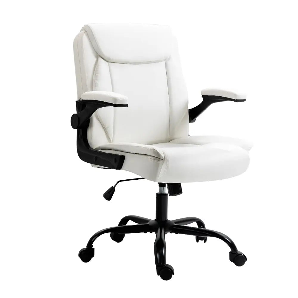 Artiss Executive Office Chair Mid Back White - Furniture > Office
