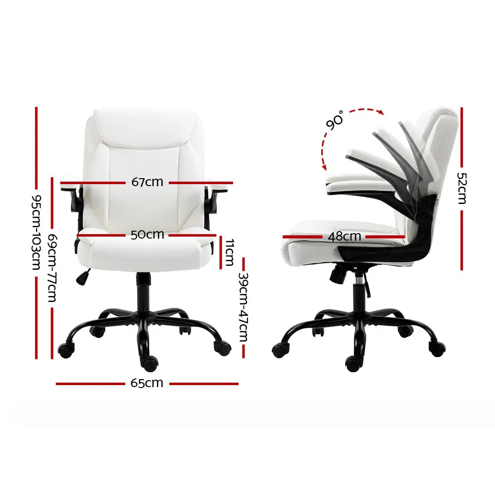 Artiss Executive Office Chair Mid Back White - Furniture > Office