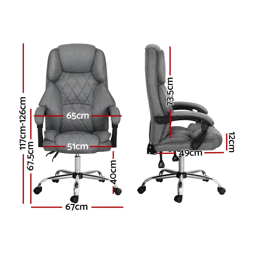 Artiss Executive Office Chair Recliner Grey - Furniture > Office > Office & Desk Chairs