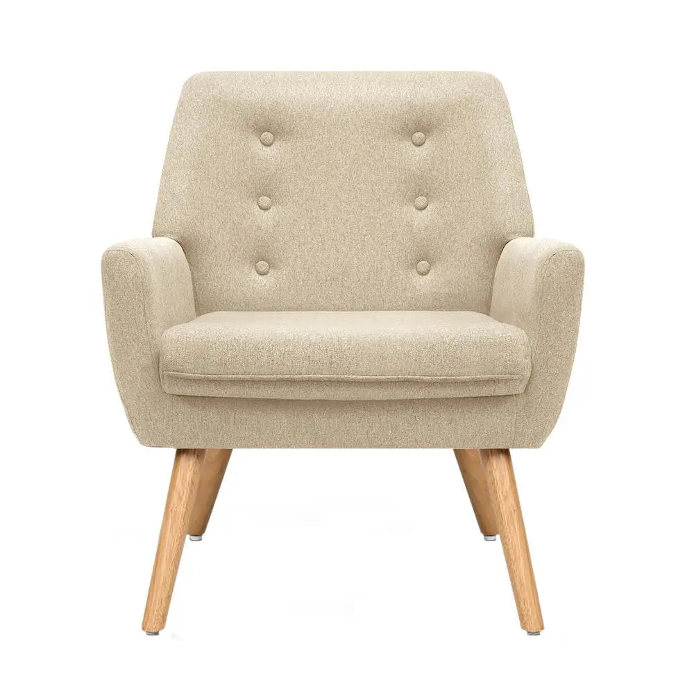 Artiss Fabric Dining Armchair - Beige - Furniture > Living Room