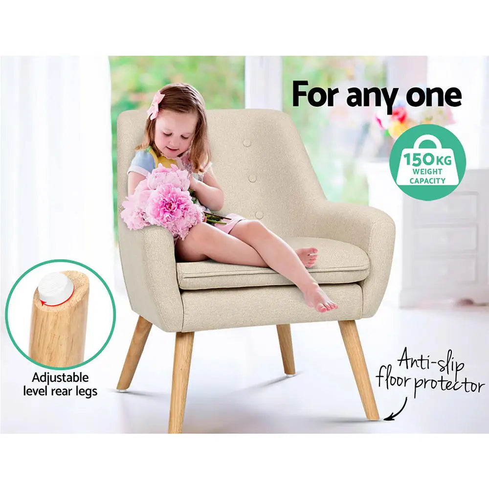 Artiss Fabric Dining Armchair - Beige - Furniture > Living Room