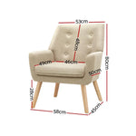 Artiss Fabric Dining Armchair - Beige - Furniture > Living Room
