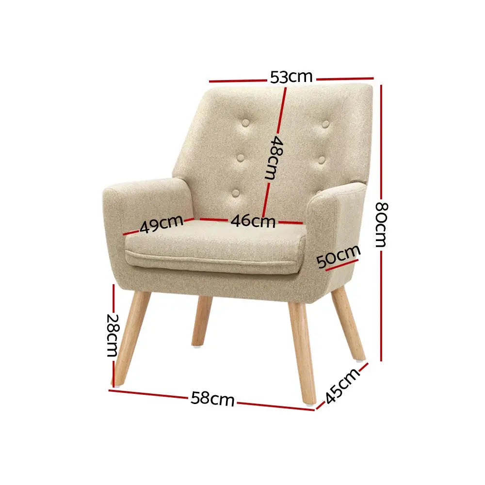 Artiss Fabric Dining Armchair - Beige - Furniture > Living Room