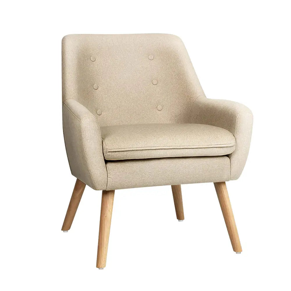 Artiss Fabric Dining Armchair - Beige - Furniture > Living Room