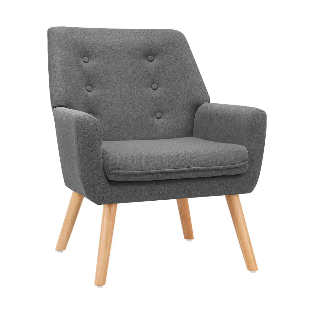 Artiss Fabric Dining Armchair - Grey - Furniture > Living Room