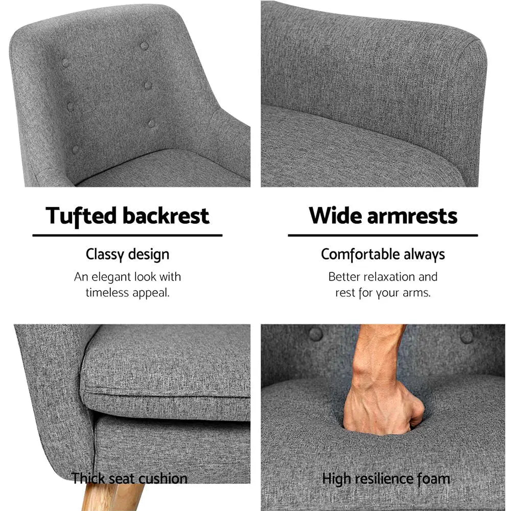 Artiss Fabric Dining Armchair - Grey - Furniture > Living Room