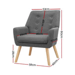 Artiss Fabric Dining Armchair - Grey - Furniture > Living Room