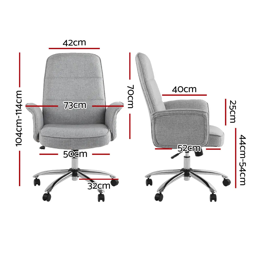 Artiss Fabric Office Chair Computer Chairs Grey - Furniture > Office > Office & Desk Chairs
