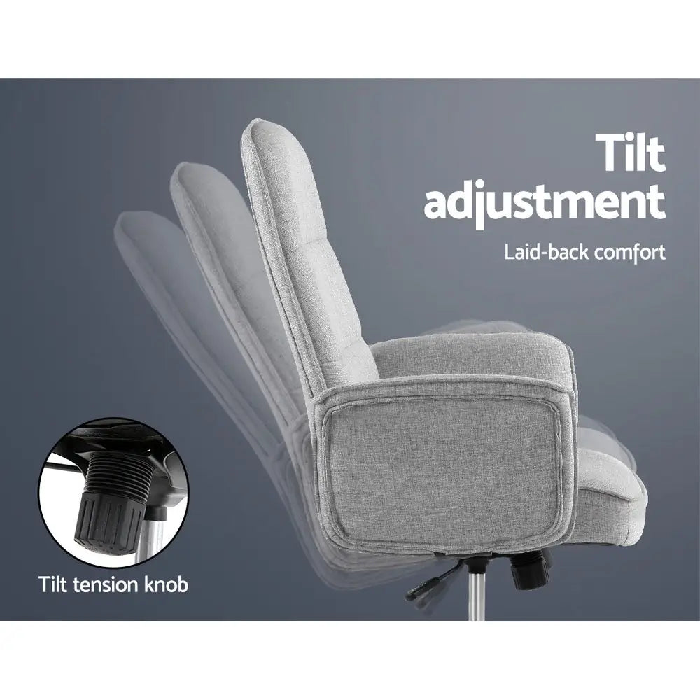 Artiss Fabric Office Chair Computer Chairs Grey - Furniture > Office > Office & Desk Chairs