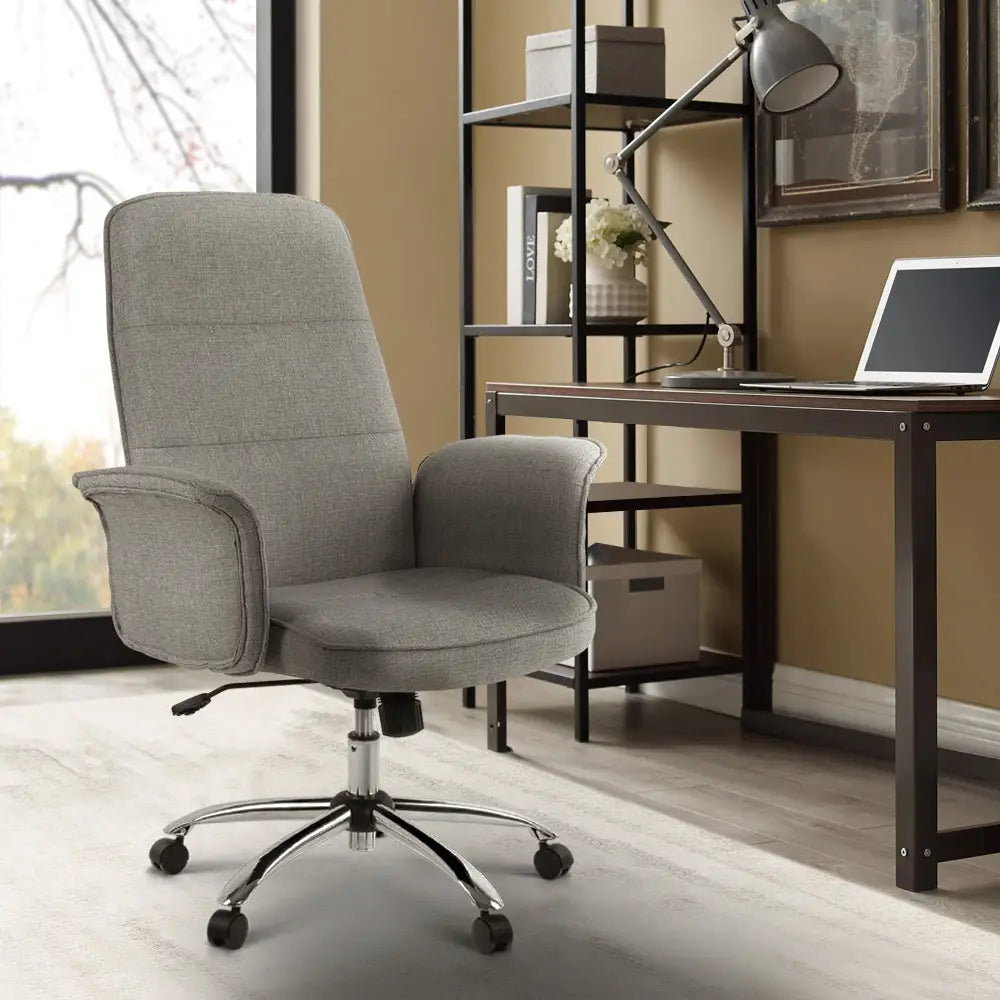 Artiss Fabric Office Chair Computer Chairs Grey - Furniture > Office > Office & Desk Chairs