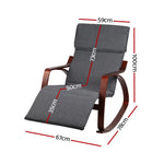 Artiss Fabric Rocking Armchair with Adjustable Footrest - Charcoal - Furniture > Living Room