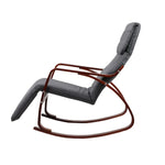 Artiss Fabric Rocking Armchair with Adjustable Footrest - Charcoal - Furniture > Living Room