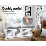 Artiss Fabric Shoe Bench with Drawers - White & Grey - Furniture > Living Room