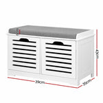Artiss Fabric Shoe Bench with Drawers - White & Grey - Furniture > Living Room